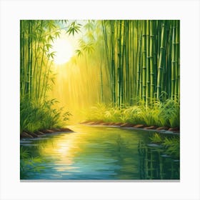 A Stream In A Bamboo Forest At Sun Rise Square Composition 389 Canvas Print