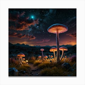 Mushroom In The Night Sky Canvas Print