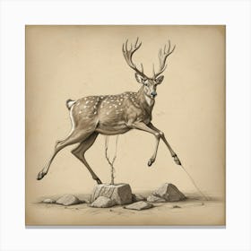 Deer Leaping Canvas Print