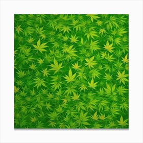 Green Marijuana Leaves Background Canvas Print