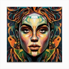 A Captivating Illustration Of A Stylized Face Canvas Print