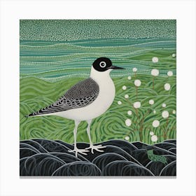 Ohara Koson Inspired Bird Painting Grey Plover 1 Square Canvas Print