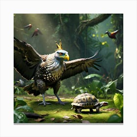 The King Of The Birds Approaching Tortoise Looking Stern And Disapproving (2) Canvas Print