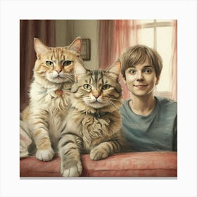 Cat And The Boy Canvas Print