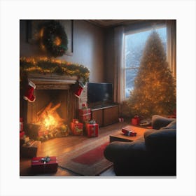 Christmas Tree In The Living Room 86 Canvas Print