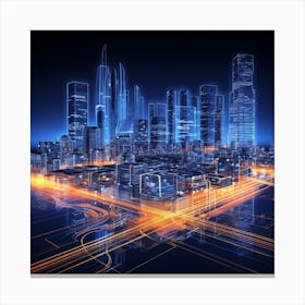 Cityscape At Night Canvas Print