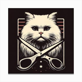 Cat With Scissors Canvas Print