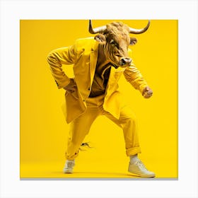 Bull Man In Yellow Suit Dancing Canvas Print
