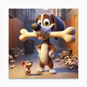 Cute Dog with a Bone 3 Canvas Print