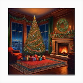 Christmas Tree In The Living Room 22 Canvas Print