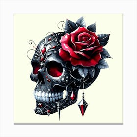 Gothic Skull With Roses Canvas Print