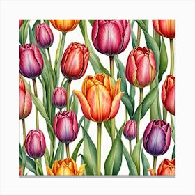 Tulips Seamless Pattern Canvas Print