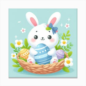 Easter Bunny In A Basket Canvas Print