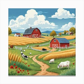 Grassland With Ship Art Print (2) Canvas Print