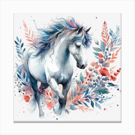 Unicorn With Flowers Canvas Print