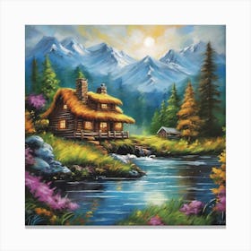 Cabin By The River 1 Canvas Print