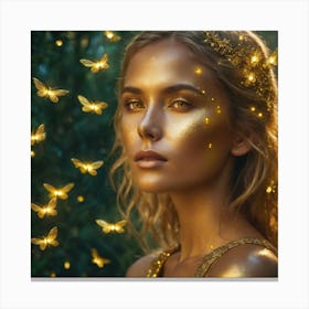 Liquid golden firefly fairy Canvas Print