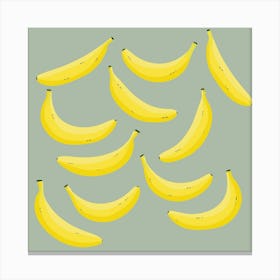 Yellow Bananas on Sage Green Background Canvas Print