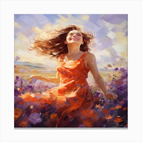 Girl In A Field Of Flowers Canvas Print