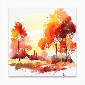 Autumn Trees Watercolor Painting Canvas Print