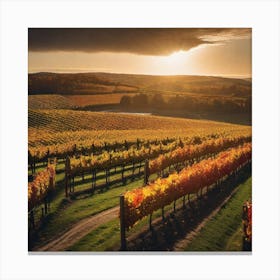 Sunset Over Vineyards Canvas Print