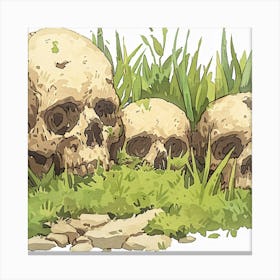 Skulls In Grass Canvas Print