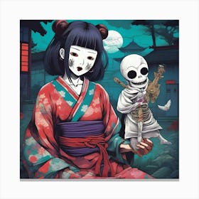 Japanese Skeleton Girl Canvas Print