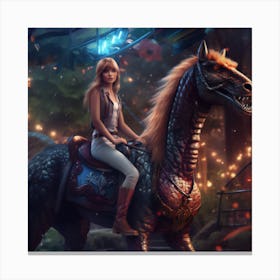 Girl Riding A Horse Canvas Print