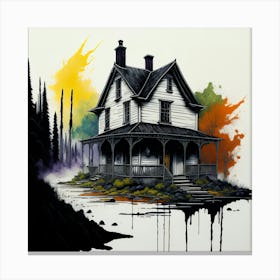 Colored House Ink Painting (17) Canvas Print