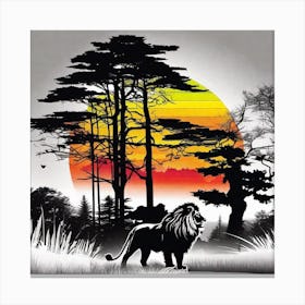 Lion At Sunset 3 Canvas Print