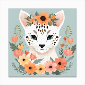 Floral Baby Lynx Nursery Illustration (24) Canvas Print