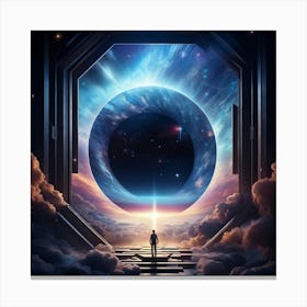 Surreal Visualization Of A Geometric Portal Like A Window Into A Dreamy Abstract Sky Filled With Sw Canvas Print