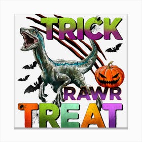 Trick Rawr Treat Funny Dinosaur Spooky Halloween Pumpkin Canvas Print