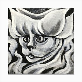 Cat Creature Black and White Canvas Print