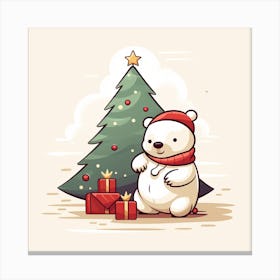 Polar Bear With Christmas Tree 1 Canvas Print