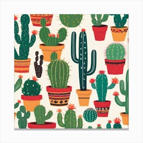 Cactus In Pots 3 Canvas Print