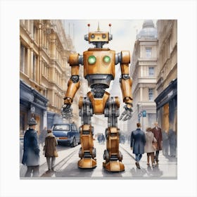 Robot On The Street 51 Canvas Print