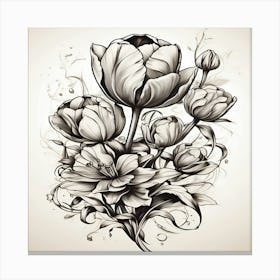 Tulip Tattoo Design Canvas Print