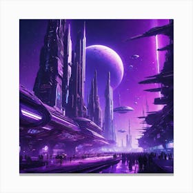 Futuristic City Purple II Canvas Print