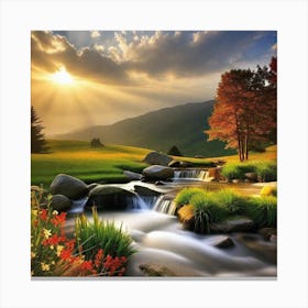 Stream In The Countryside 2 Canvas Print