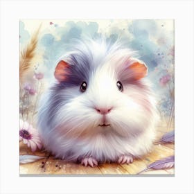 Guinea Pig With Purple Flowers Canvas Print