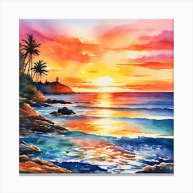 Sunset On The Beach Canvas Print