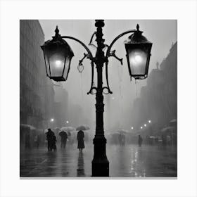 Street Lamp In The Rain Canvas Print