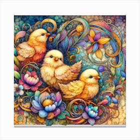 Colorful Chicks Canvas Print