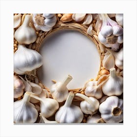 Garlic Wreath On White Background Canvas Print