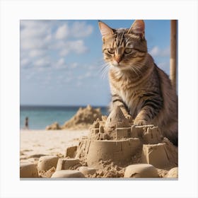 Sand Castle Cat Canvas Print
