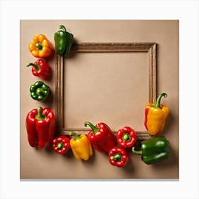Colorful Peppers In A Frame 12 Canvas Print