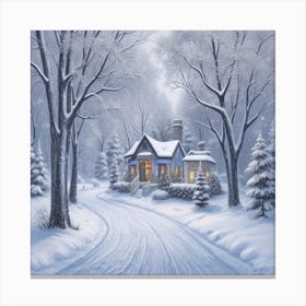 Winter Cottage In The Woods Canvas Print