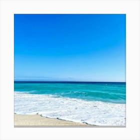 Crystal Clear Turquoise Waters Gently Lap Upon A Sun Drenched Undisturbed Sandy Beach With A Prist (5) Canvas Print