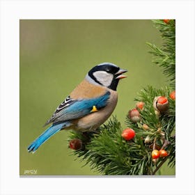 Tit on branch 12 Canvas Print